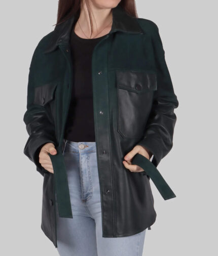 Women's Green Suede Leather Jacket