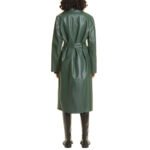 Elegant Green Women's Wrap Leather Coat - Image 2
