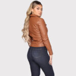 Handmade Brown Biker Women's Leather Jacket - Image 2