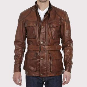 Handmade Distressed Brown Biker Leather Jacket for Men
