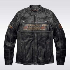 Harley Davidson Astor Patches Distressed Leather Jacket for Men