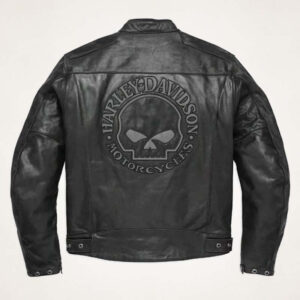 Harley Davidson Men?s Skull Reflective Leather Biker Jacket