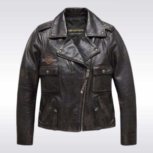 Harley Davidson Women's Distressed Leather Biker Jacket