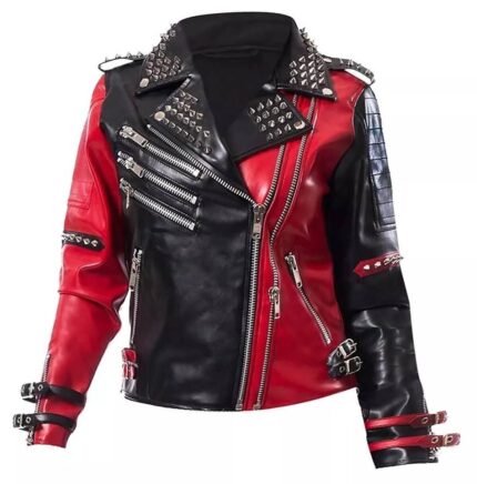 Women’s Harley Quinn Heartless Asylum Studded Biker Leather Jacket