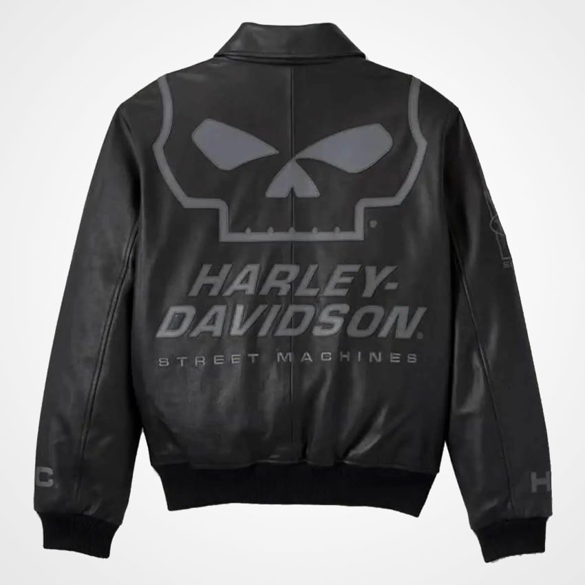 harley-willie-g-skull-leather-jacket-back-min Harley Willie G Skull Master Leather Jacket - Image 1