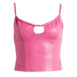 Hot Pink Women's Leather Barbie Camisole Top - Image 4