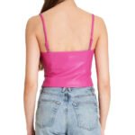Hot Pink Women's Leather Barbie Camisole Top - Image 2