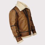 Iconic Men's Brown B3 Bomber Shearling Jacket - Image 3