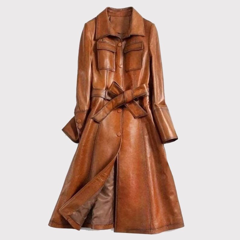 italian-style-real-leather-trench-coat Italian Style Real Leather Trench Coat - Image 1