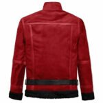 Lava Red Suede Ryan Reynolds Sherpa Leather Jacket - Image 2