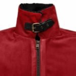 Lava Red Suede Ryan Reynolds Sherpa Leather Jacket - Image 3
