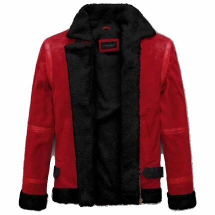 Lava Red Suede Ryan Reynolds Sherpa Leather Jacket