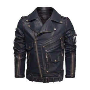 Top Men?s Leather Cafe Racer Biker Jacket - Genuine Cowhide
