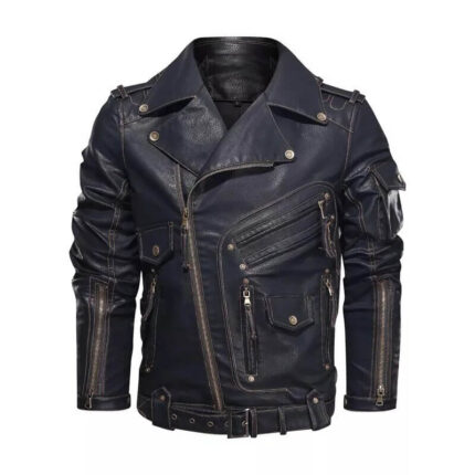 Top Men’s Leather Cafe Racer Biker Jacket - Genuine Cowhide