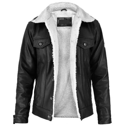 Leather Sherpa Jacket - Fur Leather Jacket