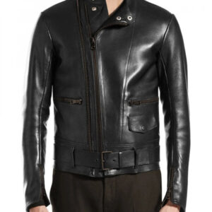 Lightweight Black Leather Riding Jacket for Men