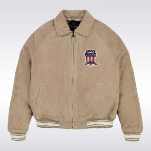 Men?s Limited Edition Avirex Suede Bomber Jacket with USA Patch