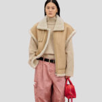Luxurious Camel Thick Fur Sheepskin Shearling Leather Vest - Image 2