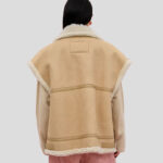 Luxurious Camel Thick Fur Sheepskin Shearling Leather Vest - Image 3