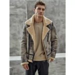 Men's B3 Flight Bomber Aviator Shearling Biker Jacket - Image 3