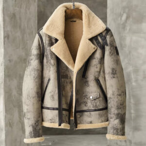 Men's B3 Flight Bomber Aviator Shearling Biker Jacket