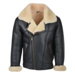 Men Black B3 Shearling Bomber Leather Jacket