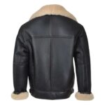 Men Black B3 Shearling Bomber Leather Jacket - Image 2