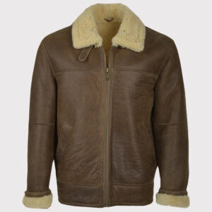Men's Brown Aviator Shearling Leather Jacket