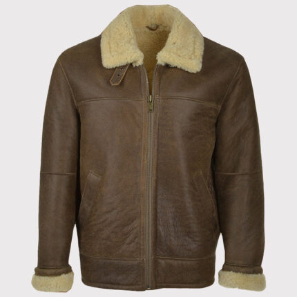 Men's Brown Aviator Shearling Leather Jacket
