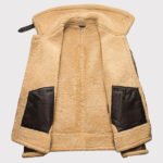 Men's Brown Bomber Shearling Jacket - Image 2