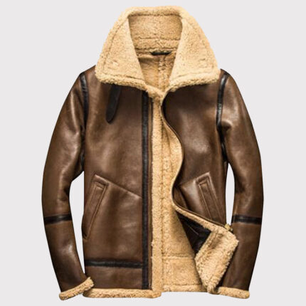 Men's Brown Bomber Shearling Jacket