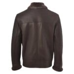 Men Brown Shearling Bomber Leather Jacket - Image 2