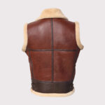 Men Brown Shearling Leather Vest - Image 2