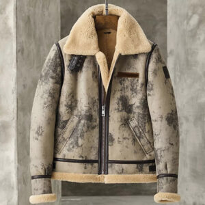 Men?s Fur B3 Flight Aviator Shearling Bomber Jacket