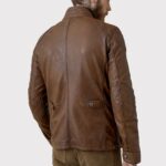 Men Lambskin Leather Field Jacket in Walnut - Image 3