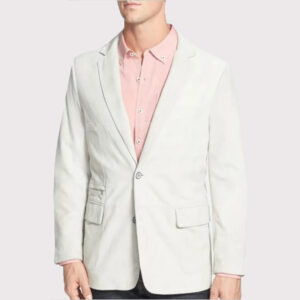 Soft Lambskin White Leather Blazer for Men