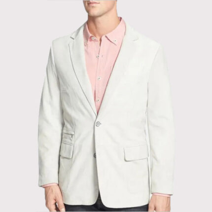 Soft Lambskin White Leather Blazer for Men