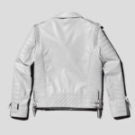 Men White Pearl Biker Leather Motorcycle Jacket - Image 2
