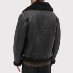 Classic Men's All Black Shearling Jacket - Timeless Style - Image 2