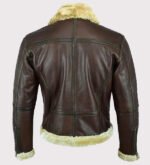 Men's Aviator Bomber Leather Jacket with Fur Collar - Image 2