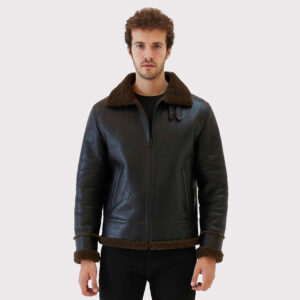 Premium Men's Aviator Dark Brown Shearling Jacket