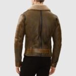 Men's B3 Aviator Shearling Brown Leather Bomber Jacket - Image 2
