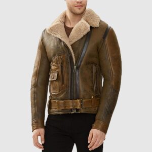 Men's B3 Aviator Shearling Brown Leather Bomber Jacket