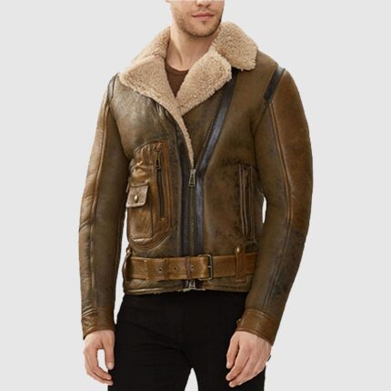 Men's B3 Aviator Shearling Brown Leather Bomber Jacket
