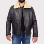 Men's B3 Bomber Aviator Pilots Sheepskin Flying Jacket - Shearling Coat - Image 2
