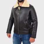 Men's B3 Bomber Aviator Pilots Sheepskin Flying Jacket - Shearling Coat - Image 3