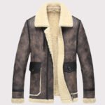 Men's B-3 Bomber Shearling Flight Aviator Jacket - Image 4