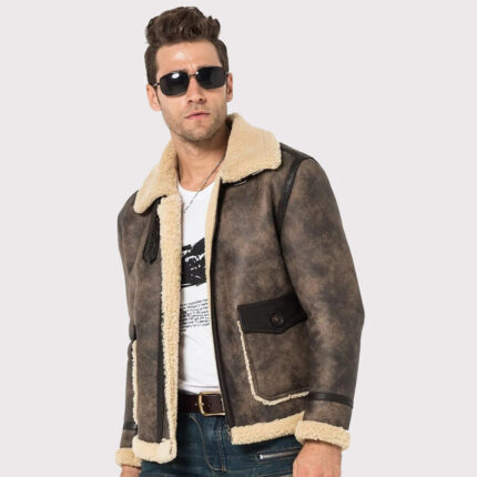 Men's B-3 Bomber Shearling Flight Aviator Jacket