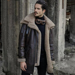 B3 Flight Shearling Aviator Fur Long Coat for Men