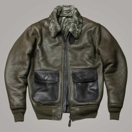 Men's B3 RAF Green Aviator Leather Jacket